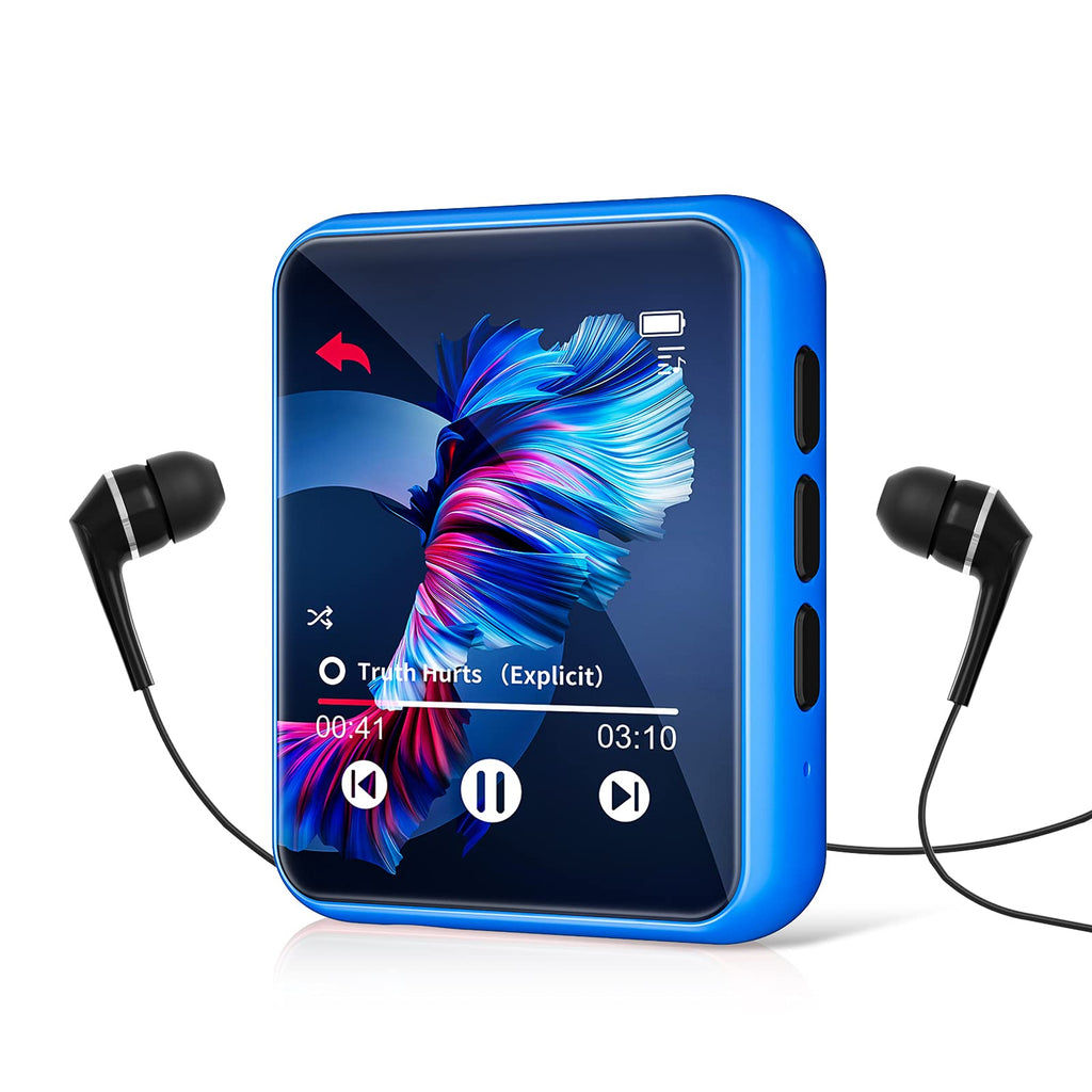  [AUSTRALIA] - MP3 Player 32GB MP3 Player with Bluetooth 5.0 Portable HiFi Lossless Sound MP3 Music Player and FM Radio Recorder E-Book 2.4 inch Screen Maximum Support 128GB（Blue） blue