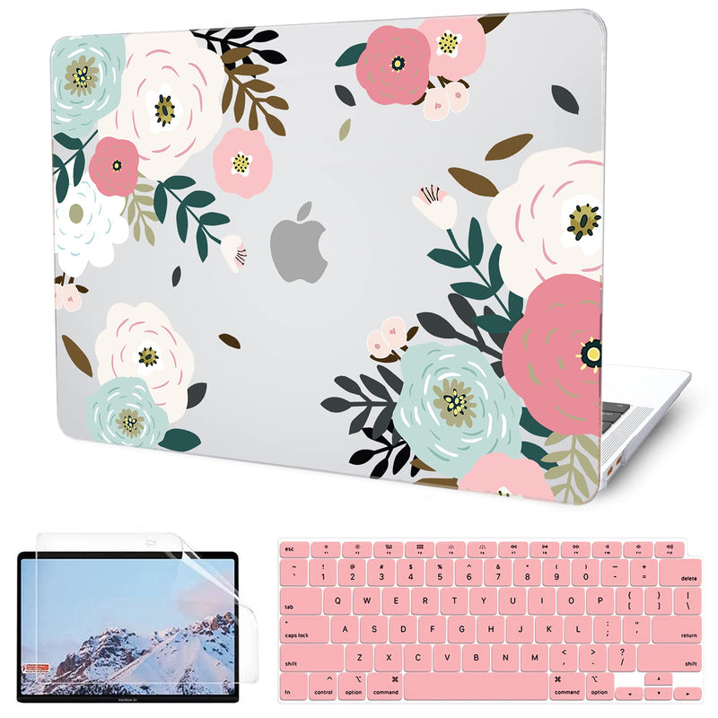  [AUSTRALIA] - G JGOO Compatible with MacBook Air 13 Inch Case 2021 2020 2019 2018 Release M1 A2337 A2179 A1932 Touch ID, MacBook Air 2020 Case, Clear Hard Shell Case + 2 Keyboard Cover + Screen Protector, Camellia 01 Camellia