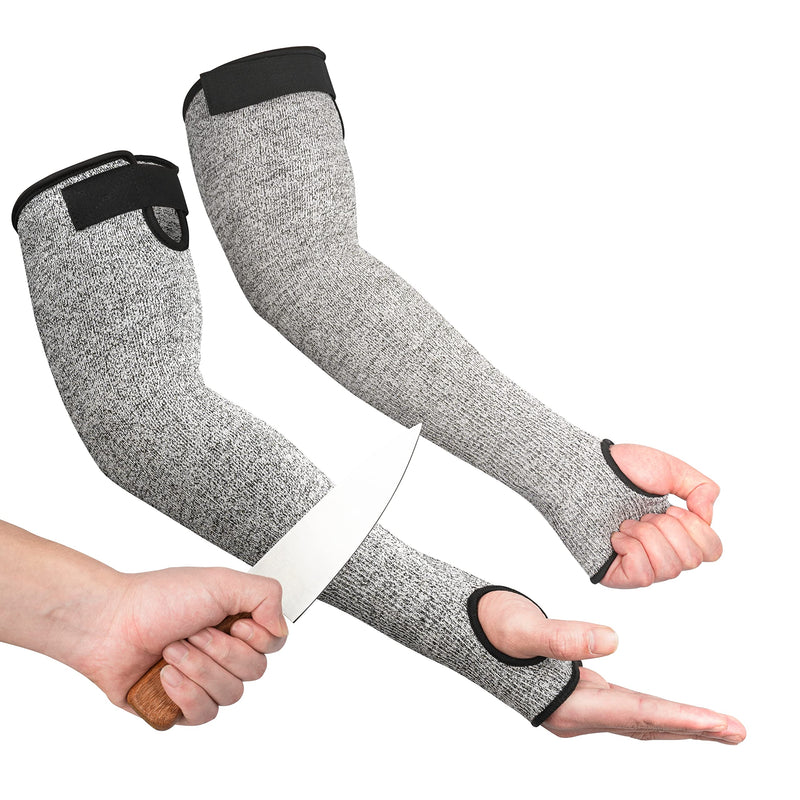  [AUSTRALIA] - Kevlar-Sleeves Arm Protectors for Thin Skin and Bruising, Cut Resistant Sleeves with Thumb Hole for Welding, Gardening, Kitchen, Arm Guards for Biting, Pet Grooming, 1 Pair, Grey One Size