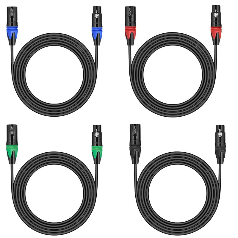  [AUSTRALIA] - 6FT XLR Cables, AQOOL Microphone Cable, Gold-Plated 3 Pin Mic Cables XLR Male to Female Mic Cord Colored Connectors XLR Patch Cables, Ideal for Microphone Audio Mixer Stage Light (4 Pack)
