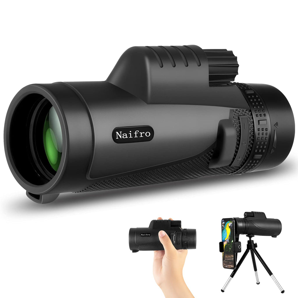  [AUSTRALIA] - 40x60 High Power Monocular Telescope, Naifro Monocular Scope with Smartphone Holder Tripod Clear Night Vision Monoculars for Adults Bird Watching Hunting Camping BLACK