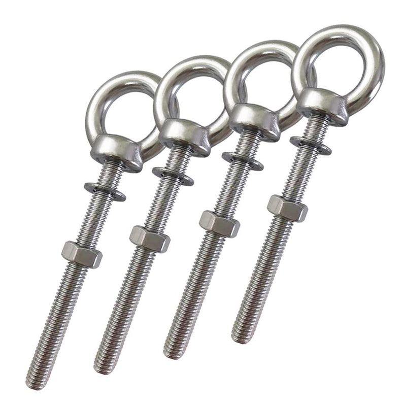  [AUSTRALIA] - HYXXYY Stainless Steel Eye Bolt, 4pack M8 Shoulder Eye Bolts 5/16" X 3.15"with Nuts and Washer Thread Lifting Ring Eyebolt 4pcs