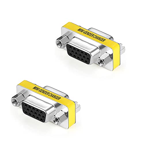  [AUSTRALIA] - LuoQiuFa 2-Pack VGA SVGA HD15 Female to Female Mini Gender Changer Coupler Cable Adapter
