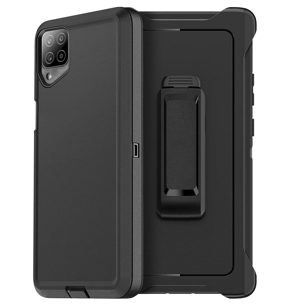  [AUSTRALIA] - FYSZBOX for Samsung Galaxy A12 Case Triple Layer Shockproof Drop Proof Heavy Duty Full Body Rugged Protection Phone Case Cover for Samsung Galaxy A12 6.5 Inch (Black+Belt Clip) Black+Belt Clip