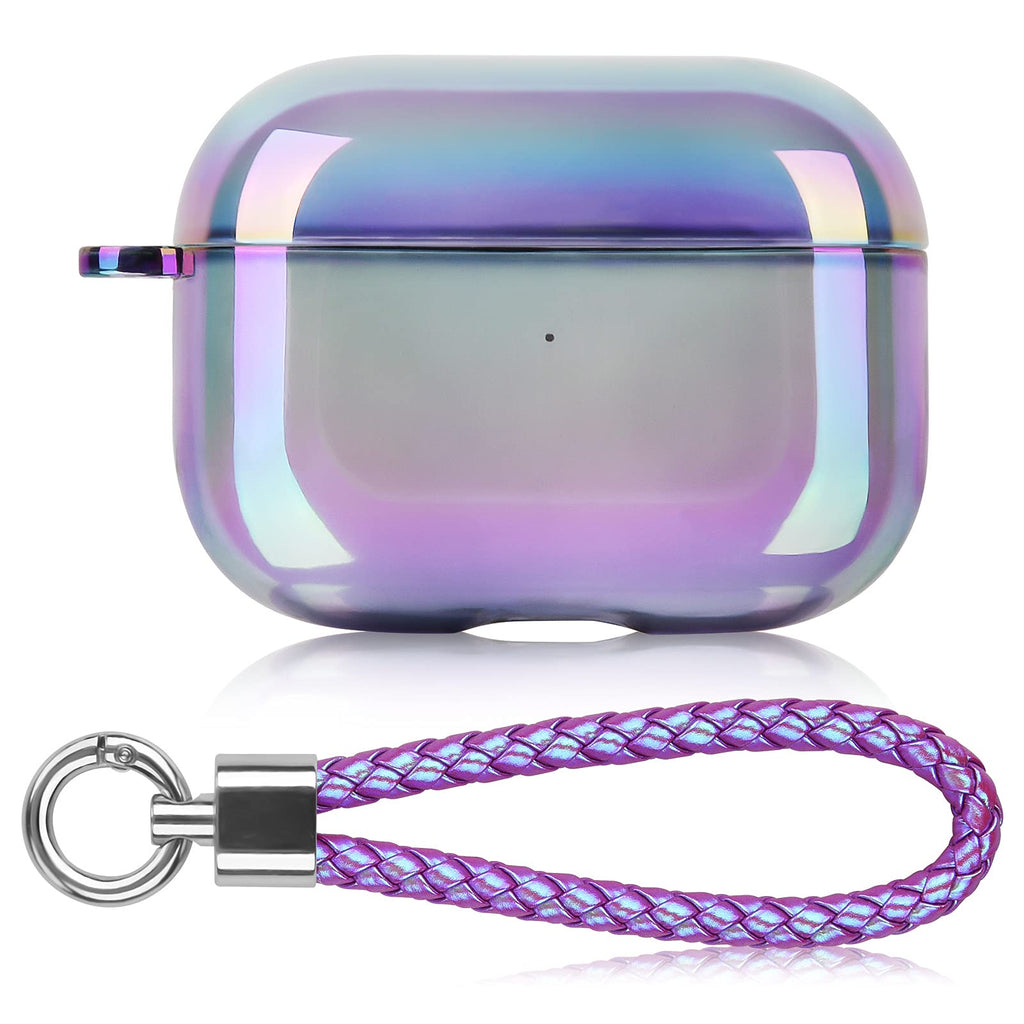  [AUSTRALIA] - AIRSPO AirPods Pro Case Cover Clear Lasher Hard PC Protective Case Colorful AirPod Pro Cover Skin Compatible with Apple AirPods Pro with Keychain (Glittery Purple) Glittery Purple