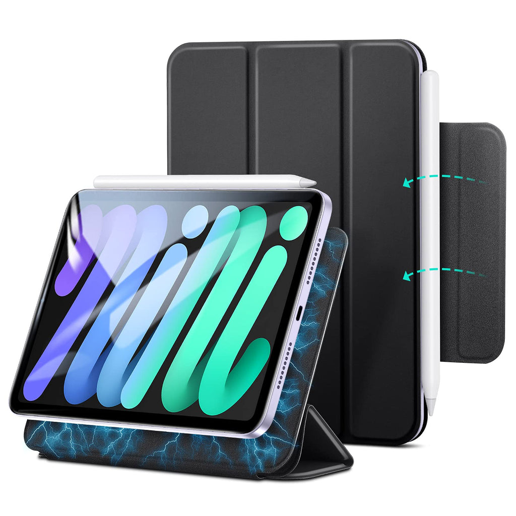  [AUSTRALIA] - ESR Magnetic Case Compatible with iPad Mini 6 (8.3 inch, 2021), Convenient Magnetic Attachment, Auto Sleep/Wake, Fully Supports Pencil 2, Slim and Silky Cover, Rebound Series, Black