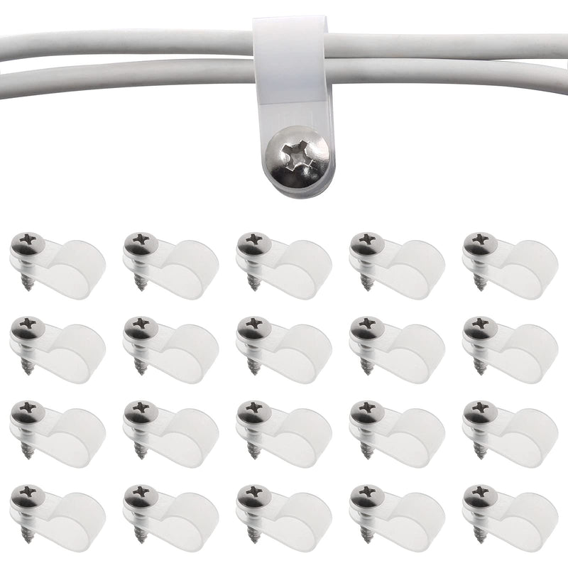  [AUSTRALIA] - Bonsicoky 100Pcs 3/8 Inch Rope Light P-Style Clips with Screws, Cable Clip Wire Clamp Cable Organizer Cord Holder for Wire Management