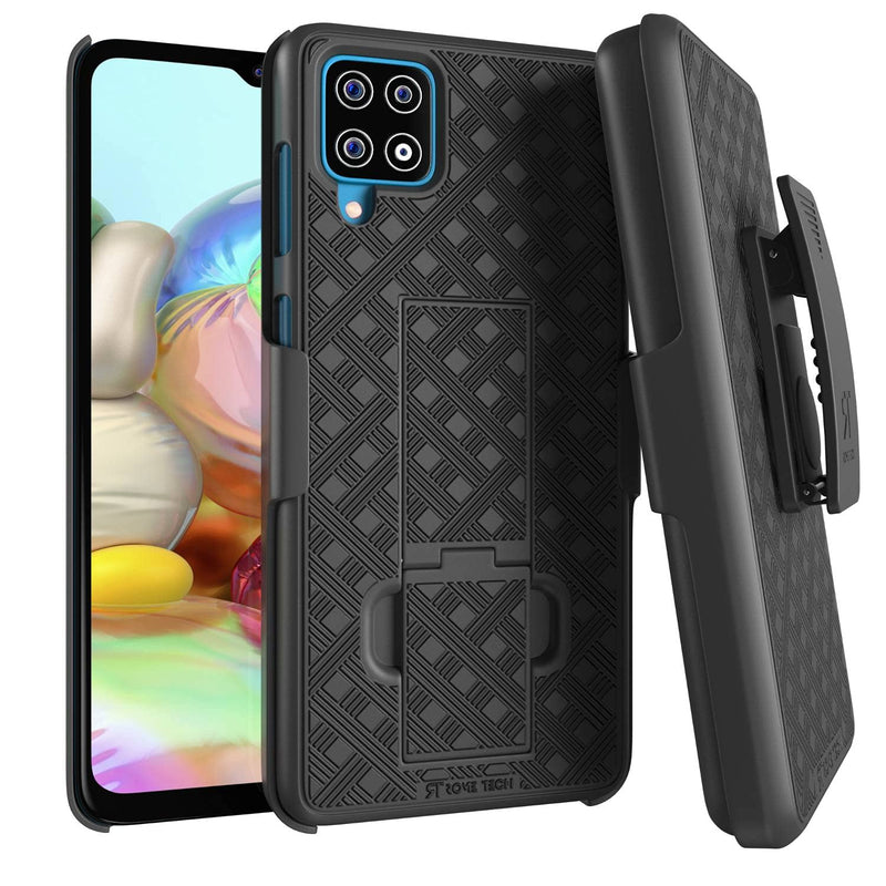  [AUSTRALIA] - Rome Tech Holster Case with Belt Clip for Samsung Galaxy A42 5G - SM-A426B - Slim Heavy Duty Shell Holster Combo - Rugged Phone Cover with Kickstand Compatible with Galaxy A42 5G - Black