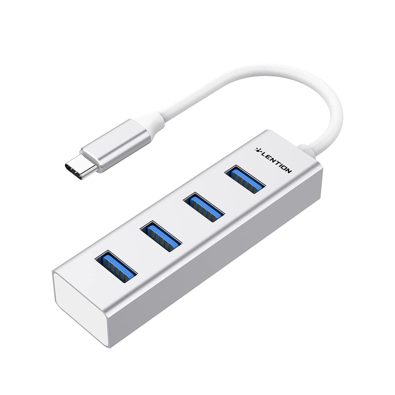  [AUSTRALIA] - LENTION USB C Hub with 4 USB 3.0 Ports Compatible 2021-2016 MacBook Pro 13/15/16 M1, Mac Air & Surface, iPad Pro, Chromebook, More, Stable Driver Certified Ultra Slim Adapter (CB-C22s, Silver)