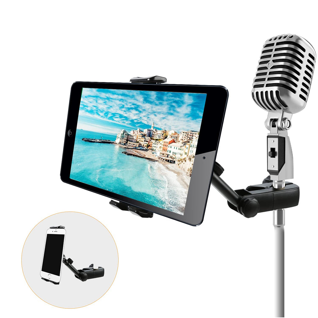  [AUSTRALIA] - Tablet Holder, Mic Stand Tablet Holder, iPad Mount, Phone Holder for Microphone Music Stand, Car Headrest iPad Mount Suitable for Smartphones Apple Samsung Galaxy Surface Pro/Book iPhone