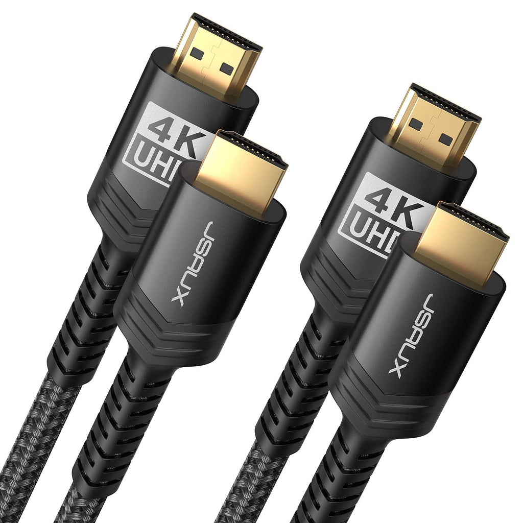  [AUSTRALIA] - 4K HDMI Cable 2 Pack 6ft, JSAUX 18Gbps High Speed HDMI 2.0 Braided HDMI Cord, 4K 60Hz HDR, HDCP 2.2, 1080p, 2160P, Ethernet, 3D, Audio Return(ARC) Compatible for Monitor UHD TV PC PS4 Blu-ray -Black Black