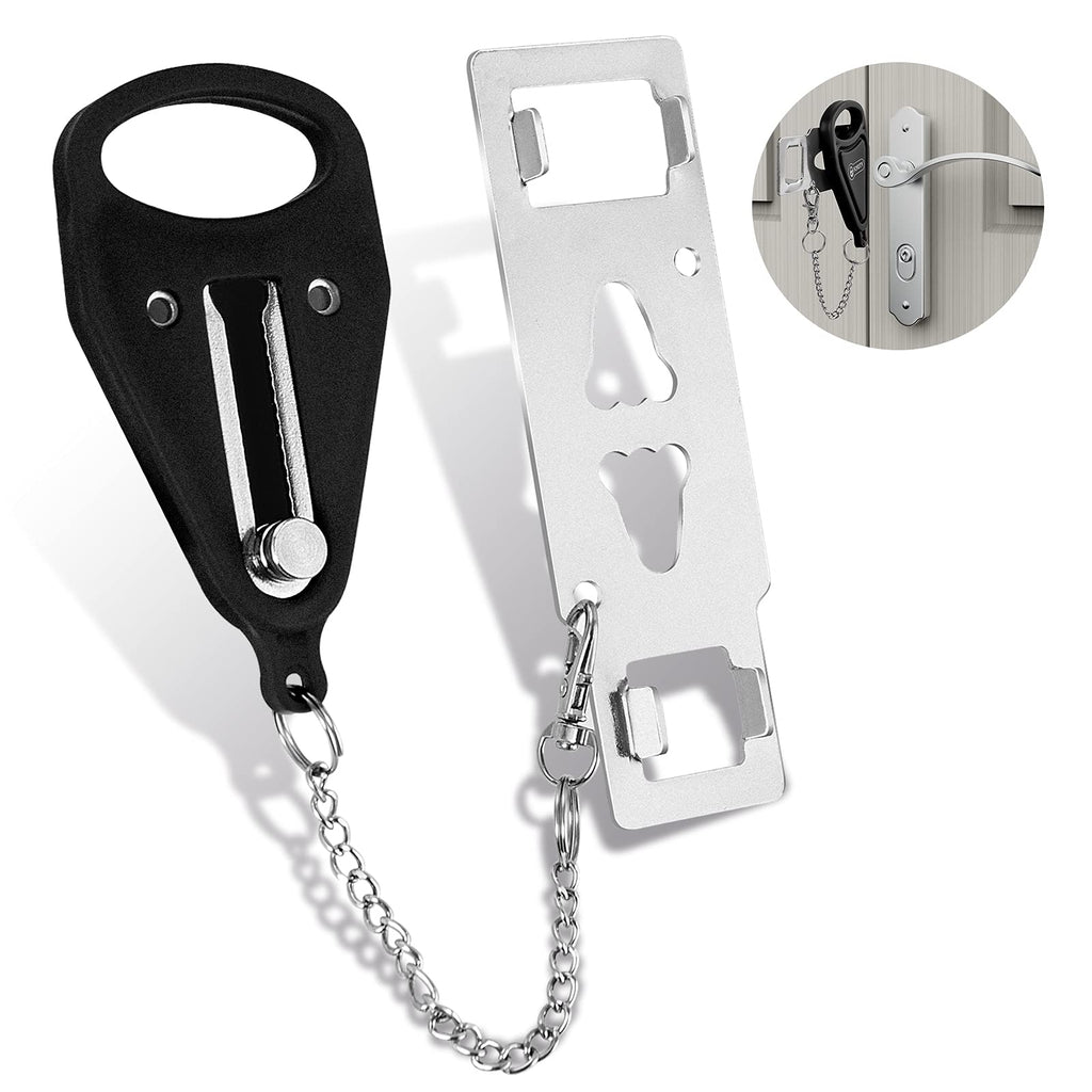  [AUSTRALIA] - Portable Door Lock Home Security, fority Travel Door Locker Latch Traveling Extra Locks Lockdown, for Additional Safety and Privacy, for Hotel Home College Apartment (Black) Black