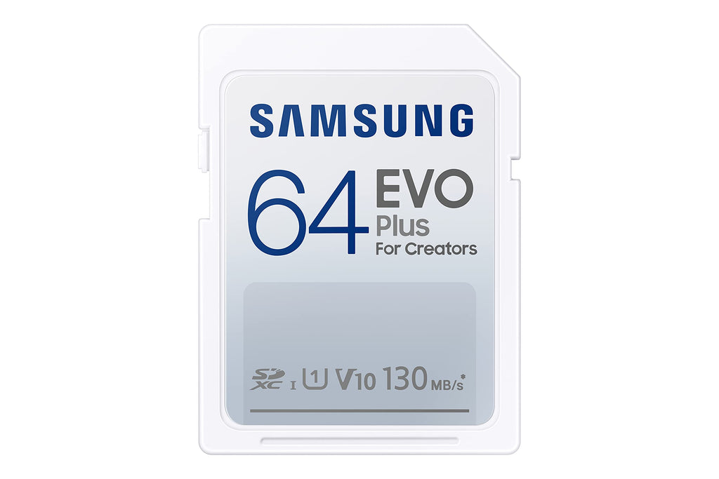  [AUSTRALIA] - SAMSUNG EVO Plus Full Size 64 GB SDXC Card 130MB/s Full HD & 4K UHD, UHS-I, U1, V10 (MB-SC64K/AM) 64GB New Generation - up to 130 MB/s