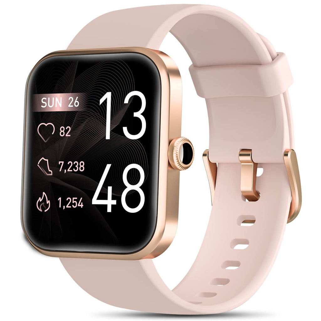  [AUSTRALIA] - Smart Watches for Women, AOKESI 2021 Smart Watch for Android Phones and iPhone Compatible with Alexa Built-in, 5ATM Waterproof Fitness Smartwatch with Sleep Tracker, Heart Rate, Blood Oxygen Monitor Pink