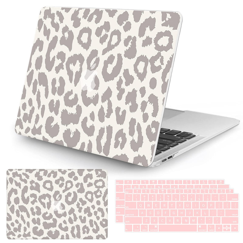  [AUSTRALIA] - Seorsok Compatible with MacBook Air 13 Inch Model A1932 A2179 M1 A2337 Touch ID Release 2020 2019 2018 Plastic Hard Shell Case Protective Cover with 2 Pieces Pink Keyboard Cover Leopard Print gray leopard
