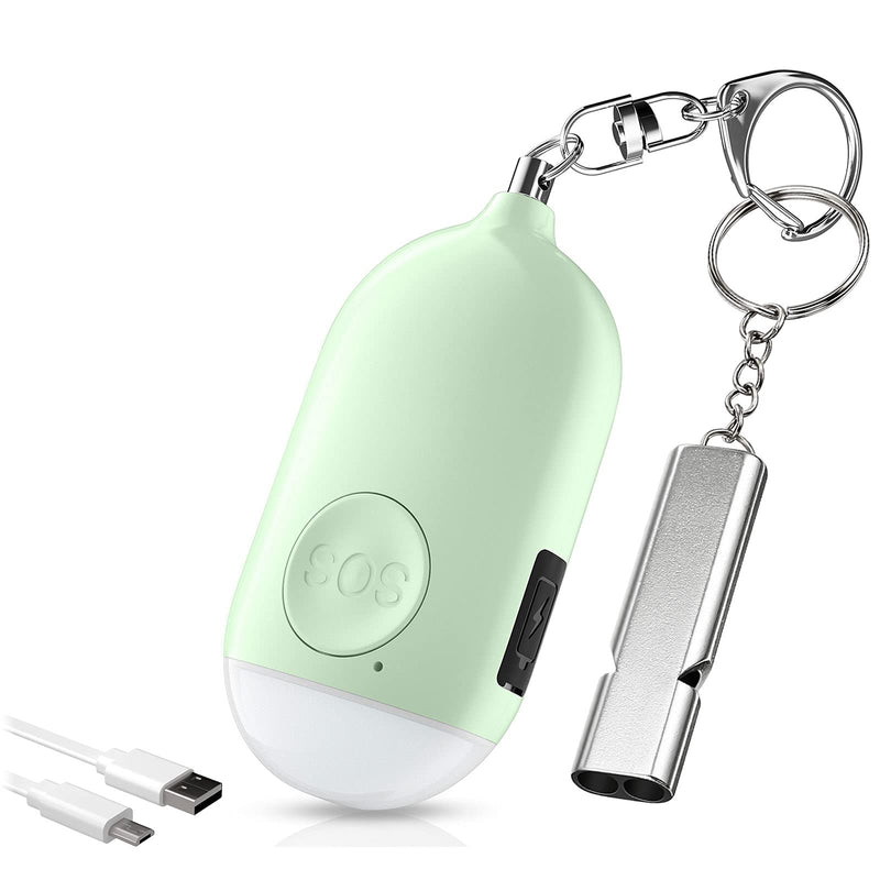  [AUSTRALIA] - Safe Sound Personal Alarm, 130dB Security Self Defense Alarm Keychain Emergency LED Flashlight with USB Rechargeable, Emergency Whistle, Security Personal Protection Devices for Women Kids Elderly Green