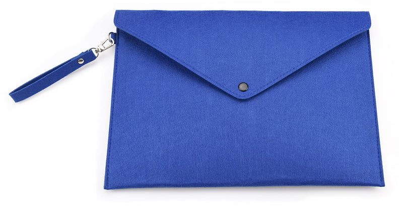  [AUSTRALIA] - Felt Document Folder Durable Briefcase Document Bag File Folders Portfolio Case Handbag Button Closure for Office Home School Stationery (Blue) Blue