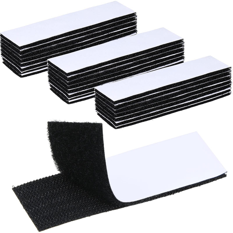  [AUSTRALIA] - 24 Pieces Black Squares Hook Loop Tapes Self Adhesive Sticky Strips Industrial Strength Dots Heavy Duty Mounting Double Sided Back Tapes Fastener for Home Office Wall (1.2 x 4 Inch)