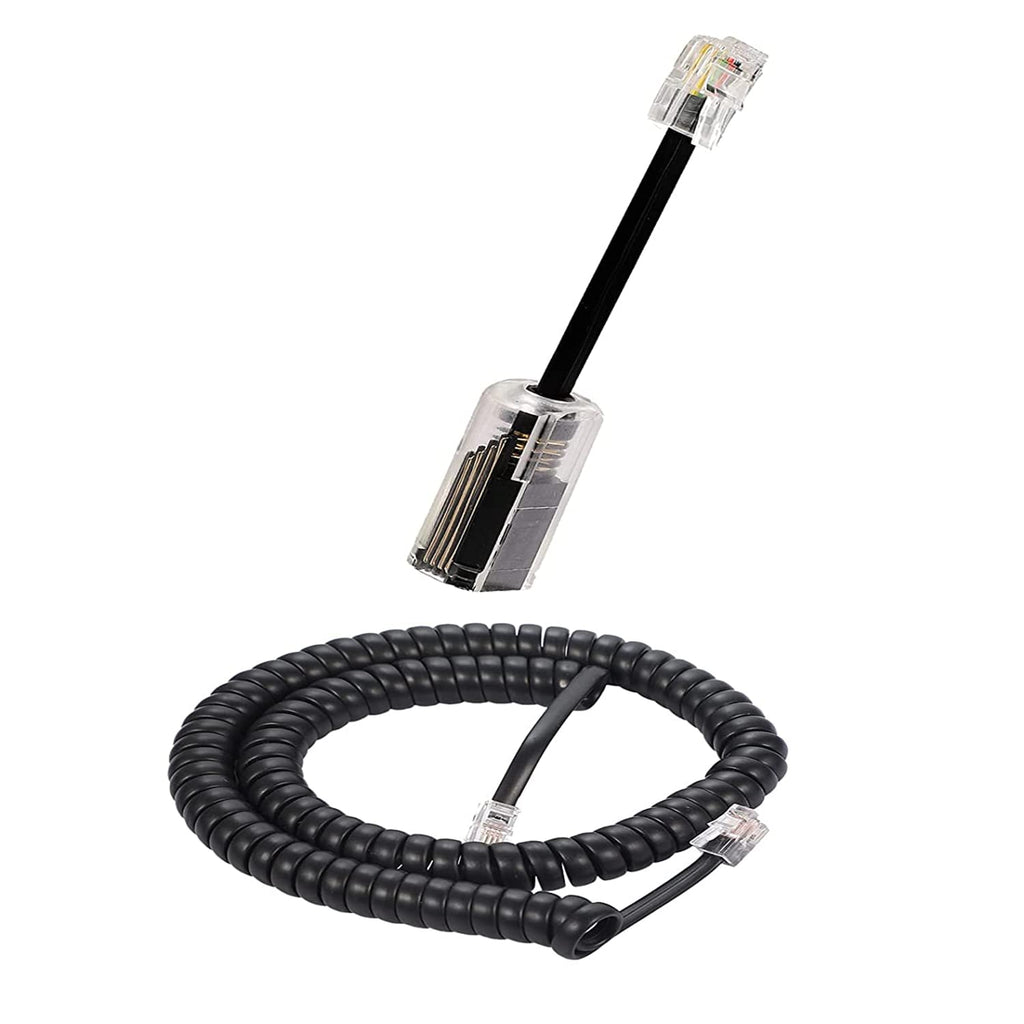  [AUSTRALIA] - Telephone Handset Cord Detanglers,Landline Handset Cord Cable 13Ft Uncoiled(1.2 Ft Coiled) and Anti-Tangle Telephone Cord Untangler 360 Degree Rotating Swivel Cord(Black) Black-13ft