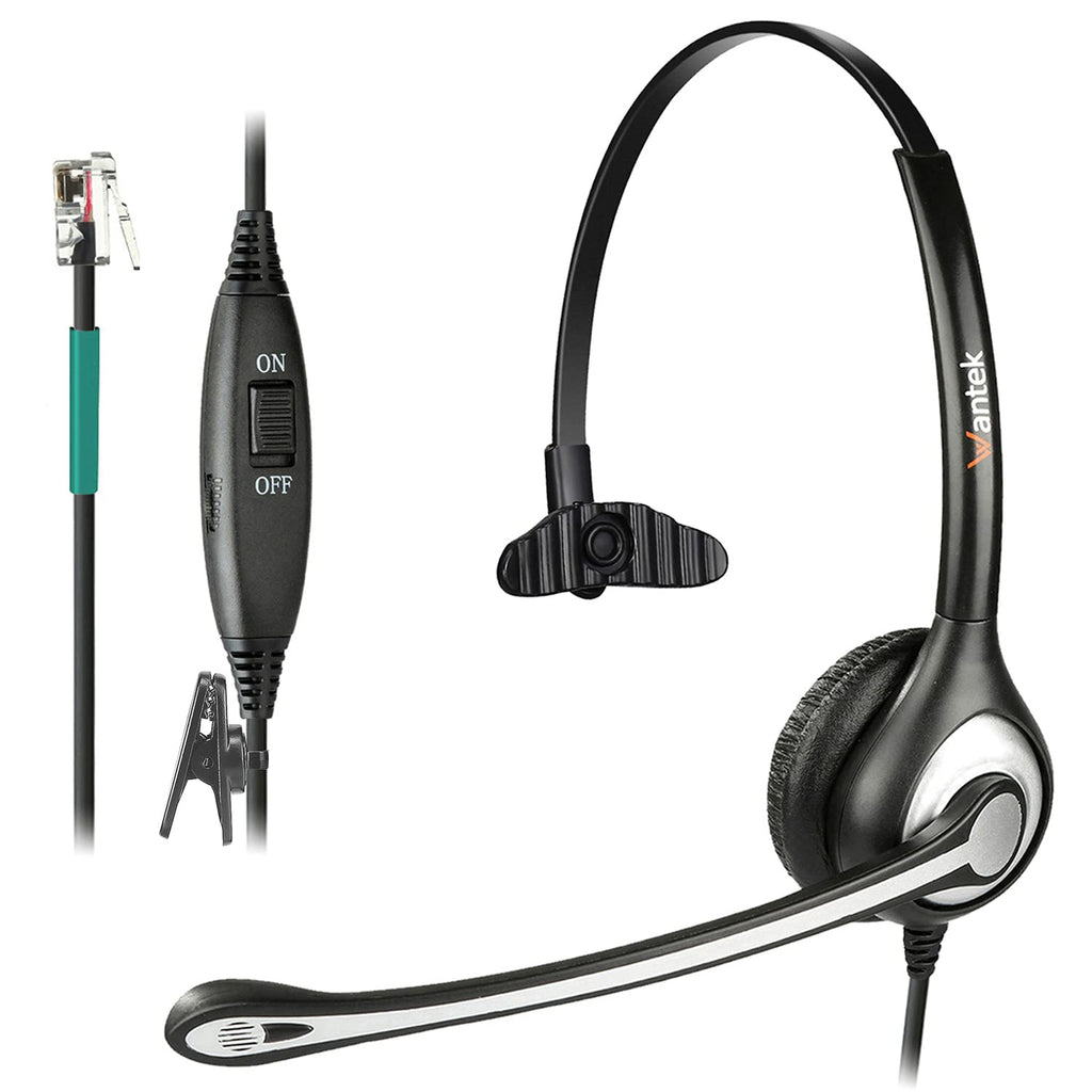  [AUSTRALIA] - Phone Headset RJ9 with Microphone Noise Cancelling & Mute Switch, Telephone Headset Hands Free Compatible with Polycom VVX310 VVX410 Plantronics S12 Avaya 1408 1416 Northern Telecom Landline Phone Black