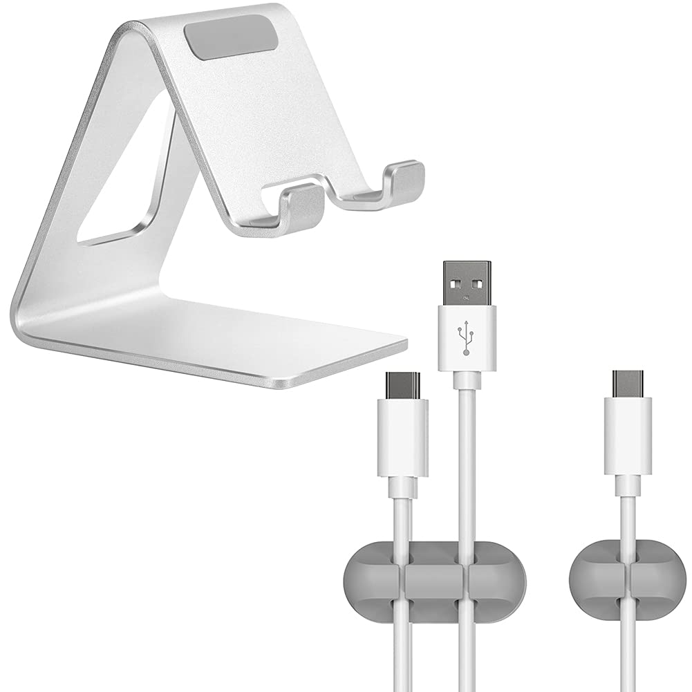  [AUSTRALIA] - Aluminum Cell Phone Holder & 8 Pack Cable Clips Management