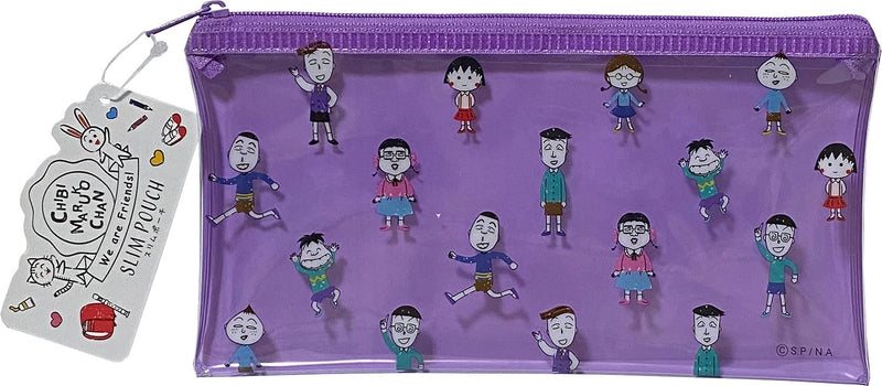  [AUSTRALIA] - Chibi Maruko Chan Flat Vinyl Slim Pouch 20×10 cm Zipper Pen Accessories Case Bag (Fellow)