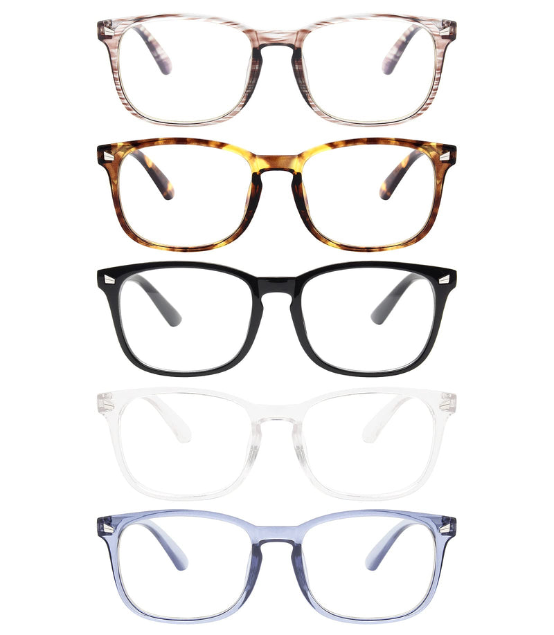  [AUSTRALIA] - MIGSIR 5 Pack Blue Light Blocking Glasses, Fashion Computer Glasses for Women/men, Anti Glare, UV400, Eye Strain Medium (Unisex adult) C4 5 Pairs Mix