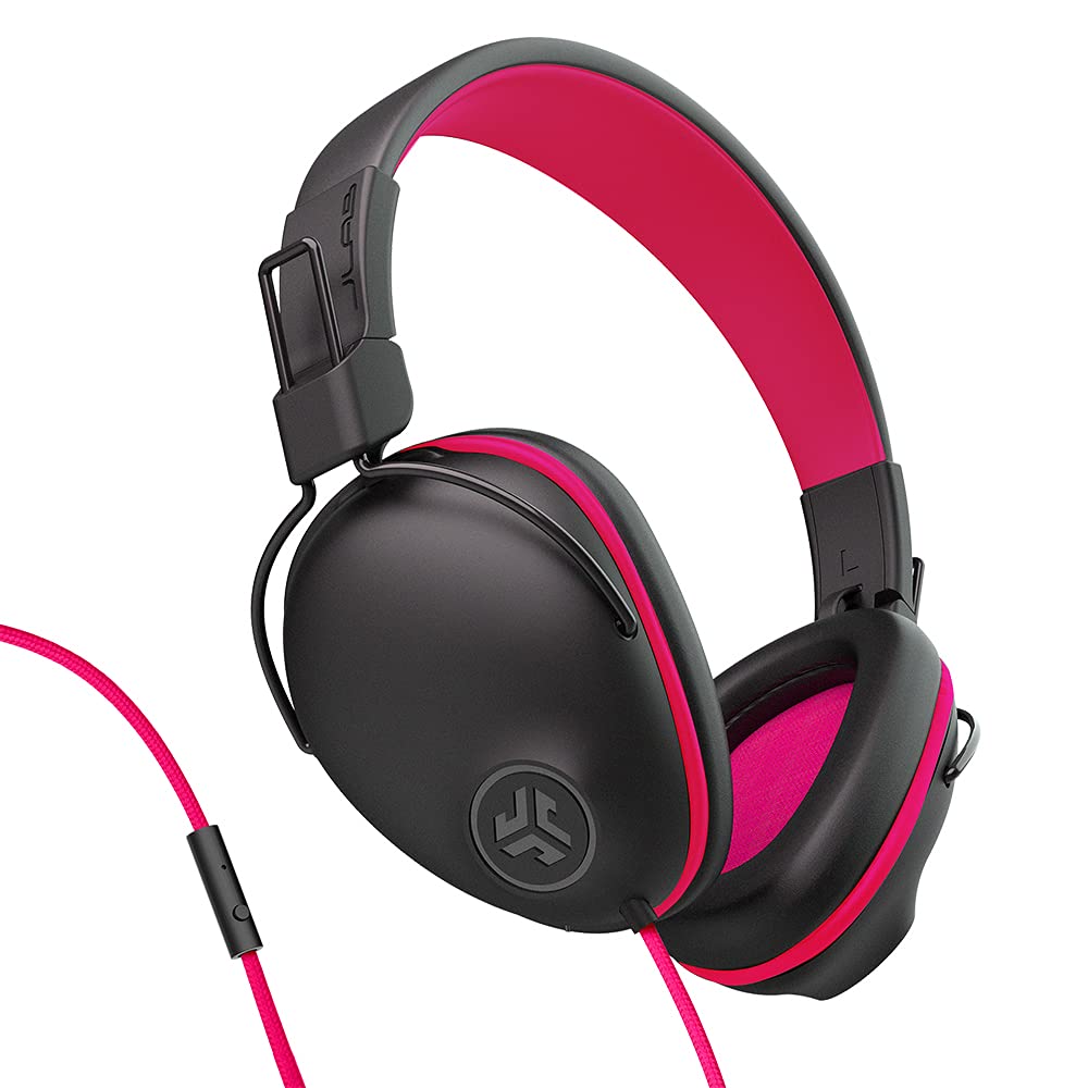  [AUSTRALIA] - JLab JBuddies Pro Wired Over-Ear Kids Headphones | Built-in Volume Regulators for Safety | Folding | Adjustable | Noise Isolation | with Mic | Pink