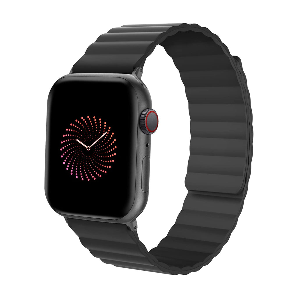  [AUSTRALIA] - ALTOUMAN Silicone Magnetic Watch Bands Compatible with Apple Watch 38mm 40mm 41mm 42mm 44mm 45mm, Adjustable Loop Strap with Strong Magnetic Closure Compatible with iWatch Series 7 6 5 SE 4 3 2 1 38/40/41mm Black