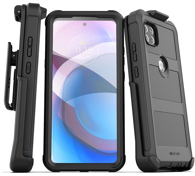  [AUSTRALIA] - Encased Heavy-Duty Belt Case for Motorola One 5G ACE Case with Built-in Screen Protector and Holster Clip for for Moto One 5G UW Ace