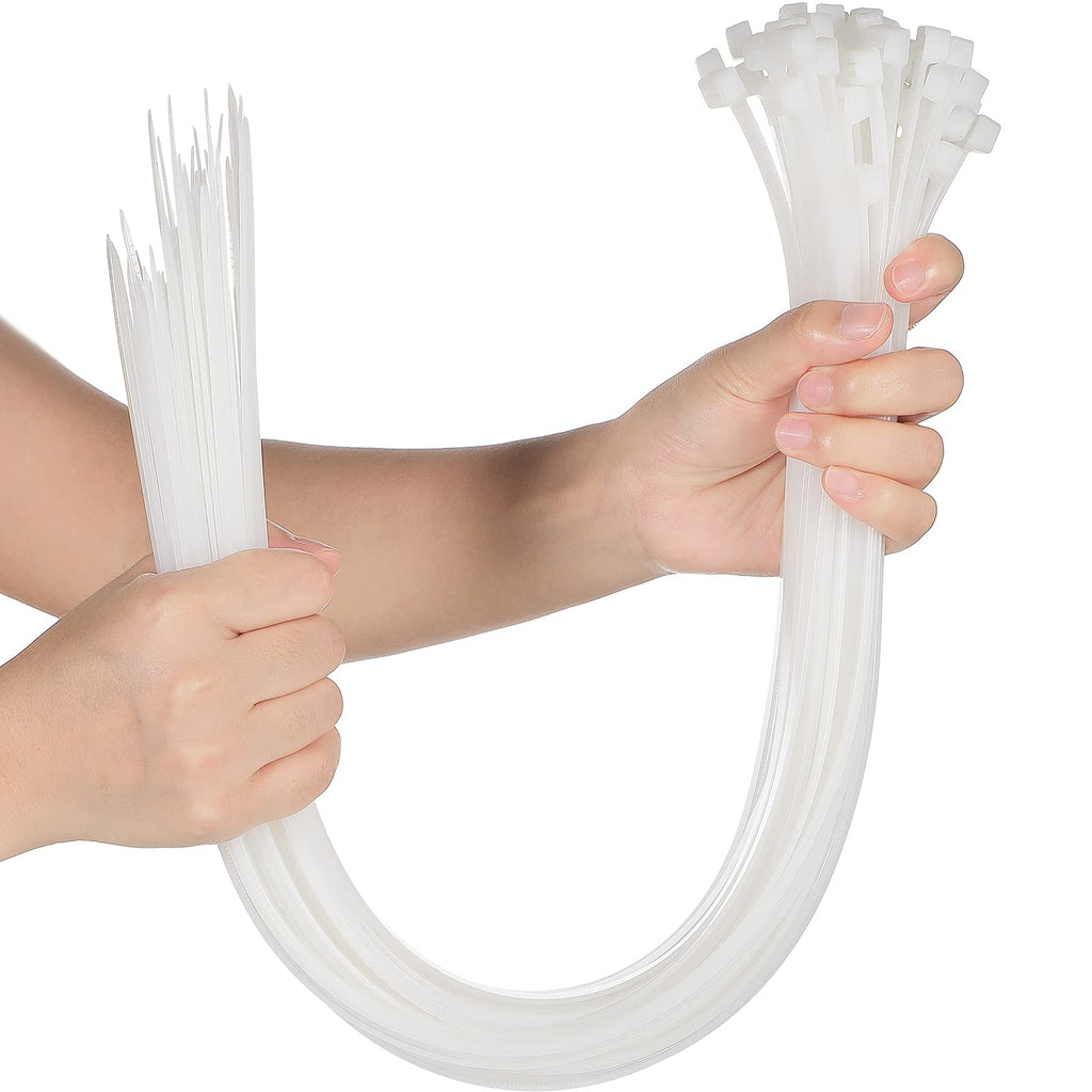  [AUSTRALIA] - 50 Pieces Zip Ties Heavy Duty 24 Inch Strong Large Cable Wire Ties white clear zip ties Industrial Durable Wire Ties for Binding Fences, Awnings Tying Branches Bundling of Crops Fixed Water Pipes