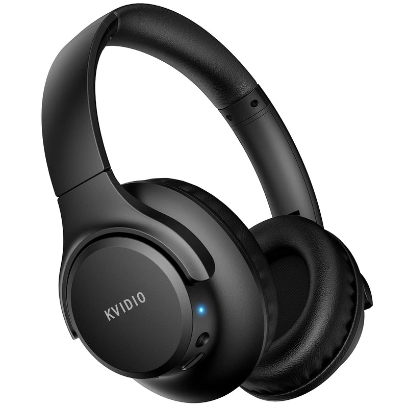 [AUSTRALIA] - Bluetooth Headphones Over Ear,KVIDIO 55 Hours Playtime Wireless Headphones with Microphone,Foldable Lightweight Headset with Deep Bass,HiFi Stereo Sound for Travel Work Laptop PC Cellphone Black
