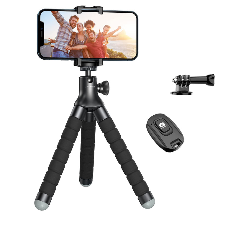  [AUSTRALIA] - ATUMTEK Phone Tripod Stand, Flexible Tripod with Remote and Universal Clip, 360° Rotating Mini Tripod Compatible with Cell Phone/Small Digital Camera - 9.4 inches