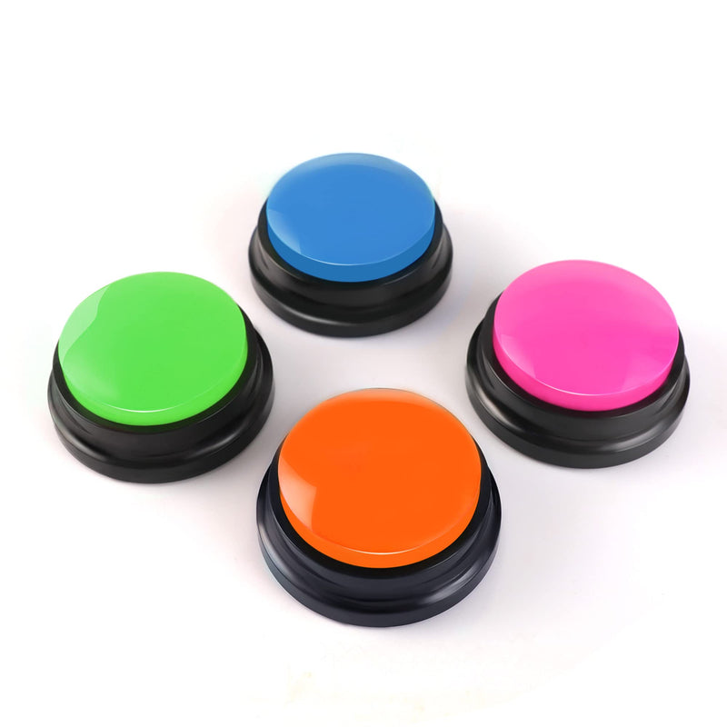 [AUSTRALIA] - Voice Recording Button, Dog Buttons for Communication Pet Training Buzzer, 20 Second Record & Playback, Funny Gift for Study Office Home 4 Packs (Rose Red + Dark Blue + Green + Orange) PACK B