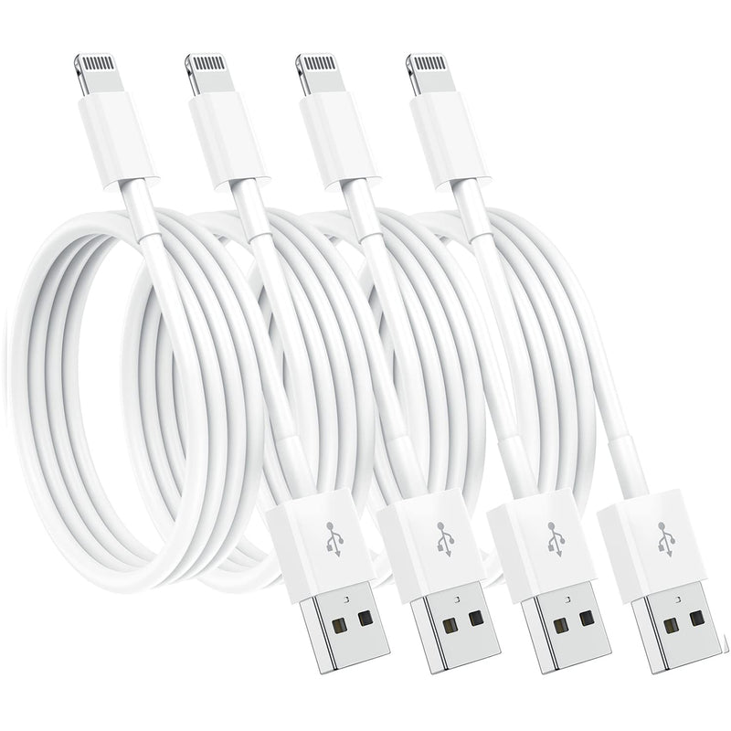  [AUSTRALIA] - 4 Pack [Apple MFi Certified] Apple Charging Cables 6ft, iPhone Chargers Lightning Cable 6 Foot, Fast iPhone Charging Cord for iPhone 12/11/11Pro/11Max/ X/XS/XR/XS Max/8/7, ipad(White) 4Pack 6Foot White