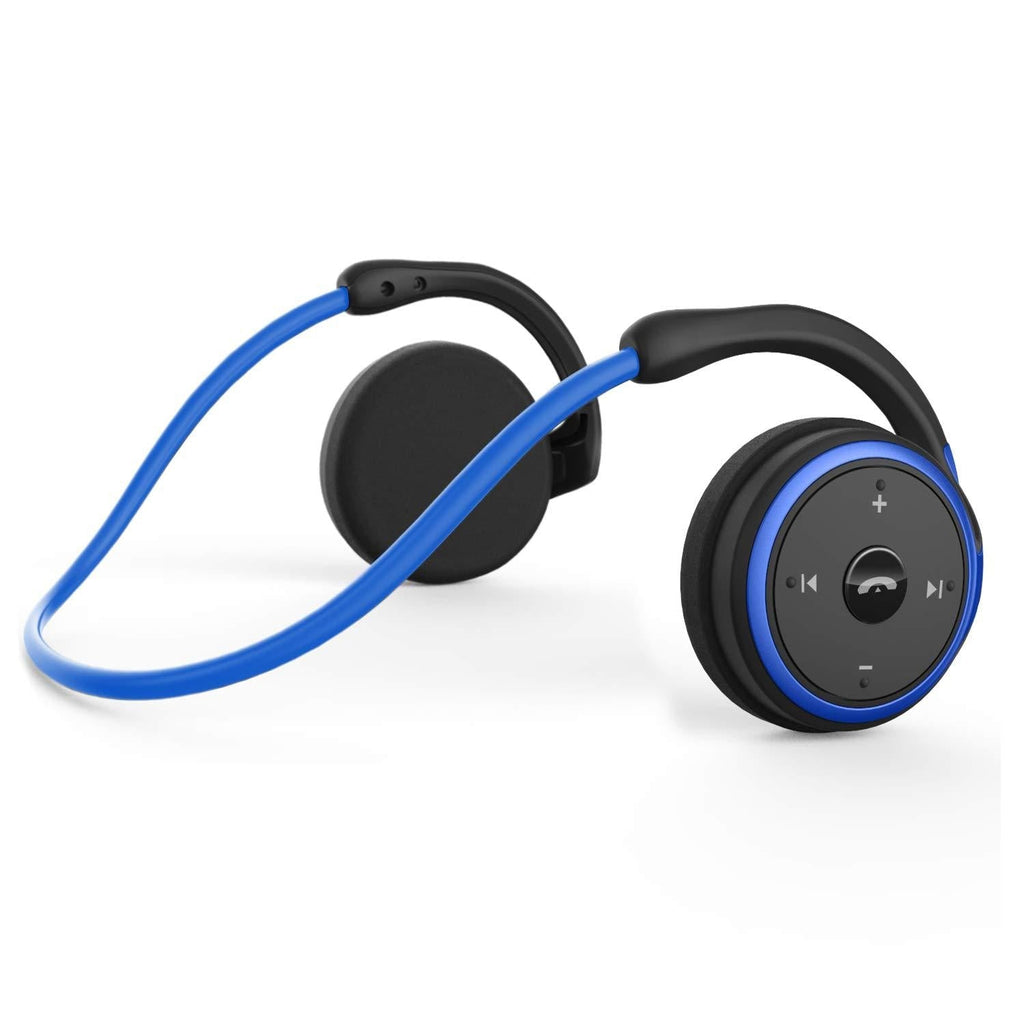  [AUSTRALIA] - Small Bluetooth Headphones Wrap Around Head - Sports Wireless Headset with Built in Microphone and Crystal-Clear Sound, Foldable and Carried in The Purse, and 12-Hour Battery Life, Blue