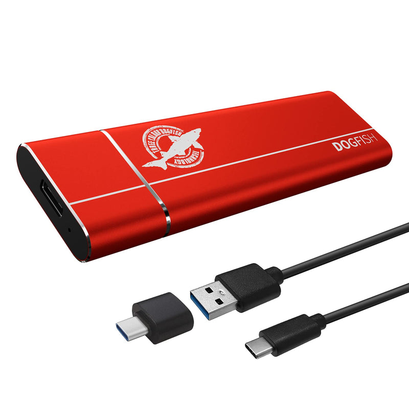  [AUSTRALIA] - Dogfish Portable External SSD 128GB Ngff 2242/2260/2280 Red Aluminum USB 3.1 Type C Ultra-Light External SSD Mini Portable Solid State Drive for Mac Windows Android Linux External SSD（Red）