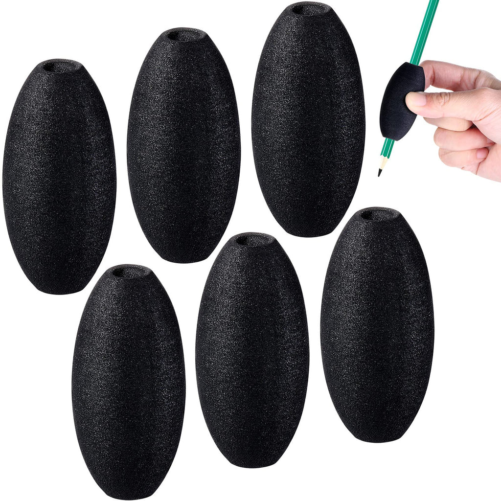  [AUSTRALIA] - Zonon Pencil Grips for Kids Adults Foam Egg Grips Pen Grips Cushioned Holders Writing Aid Trainer for Handwriting Drawing Preschool Supplies Right or Left Hand Use, 6 Pieces (Black) Black