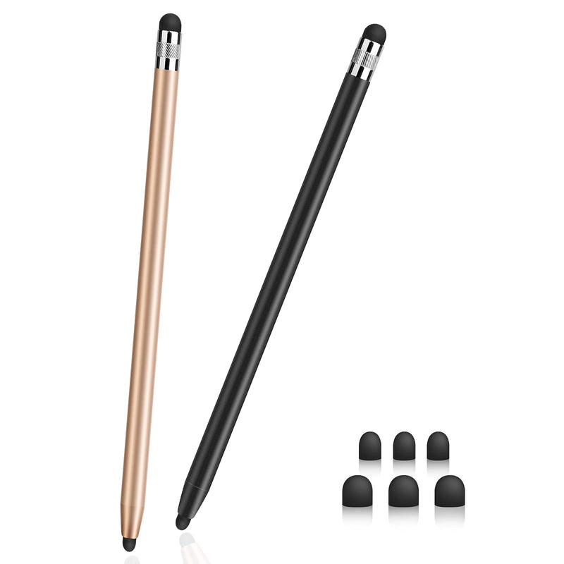  [AUSTRALIA] - StylusHome Stylus Pens for Touch Screens (2 Pcs), Sensitivity Capacitive Stylus 2 in 1 Touch Screen Pen with 6 Extra Replaceable Tips for iPad iPhone Tablets Samsung Galaxy All Universal Touch Devices 2（Blank,Gold）