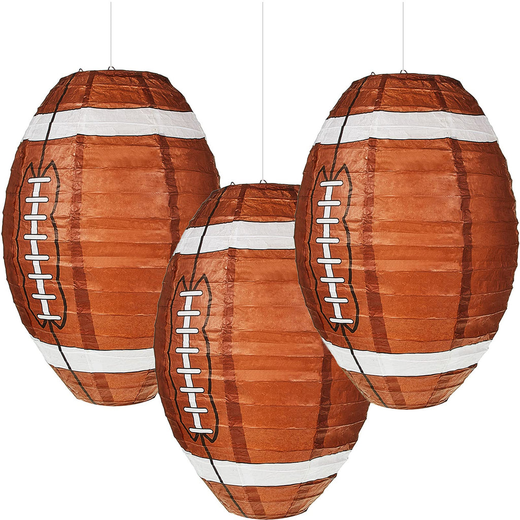  [AUSTRALIA] - Football Paper Lanterns Football Hanging Decoration Sports Ball Hanging Lantern for Birthday Baby Shower Sports Party Supply, 12 Inches (3 Pieces) 3