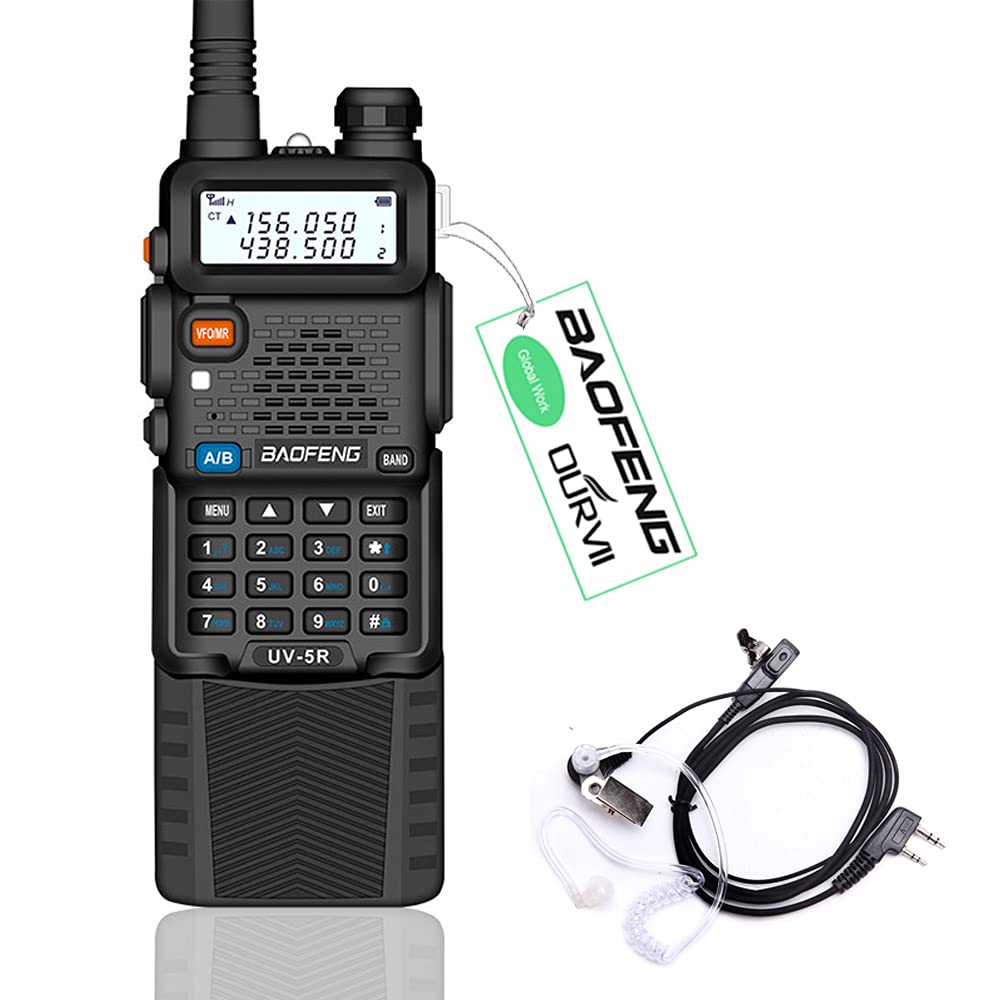  [AUSTRALIA] - BAOFENG UV-5R with Large 3800mAh Battery Two Way Radio & OURVII Acoustic Tube Headset for 2Pin Baofeng Radio Single Wire Earpiece