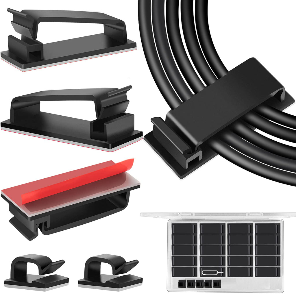  [AUSTRALIA] - Cable Management Clips, Large Cable Clips for Under Desk Cable Wire Management, Adhesive Wire Organizer Clips for Multiple Cord Management (Computer/PC, Network, TV, Ethernet, Electric Wires) Black