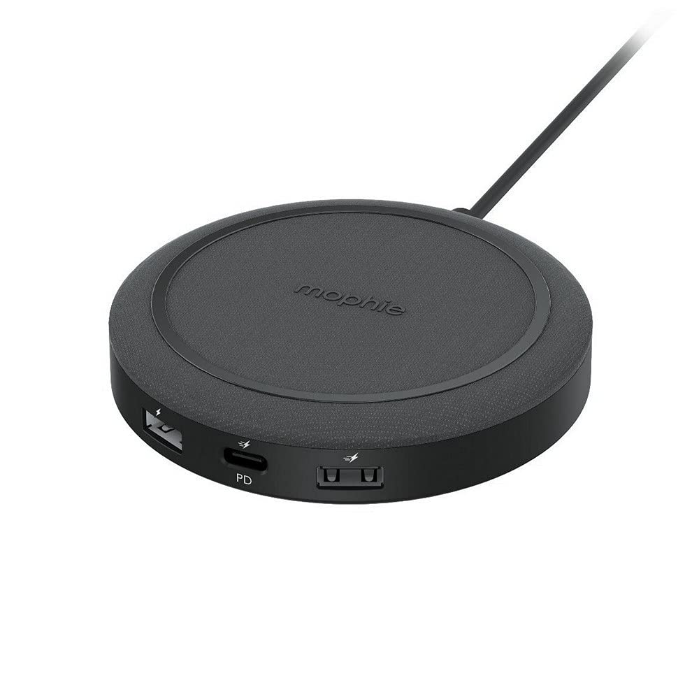  [AUSTRALIA] - mophie - Wireless Charging hub Universal Wireless Charging hub with USB-A and USB-C Ports. for AirPods, iPhone, Google Pixel, Samsung Galaxy, Qi-Enabled Devices, USB-C and USB-A Devices - Black