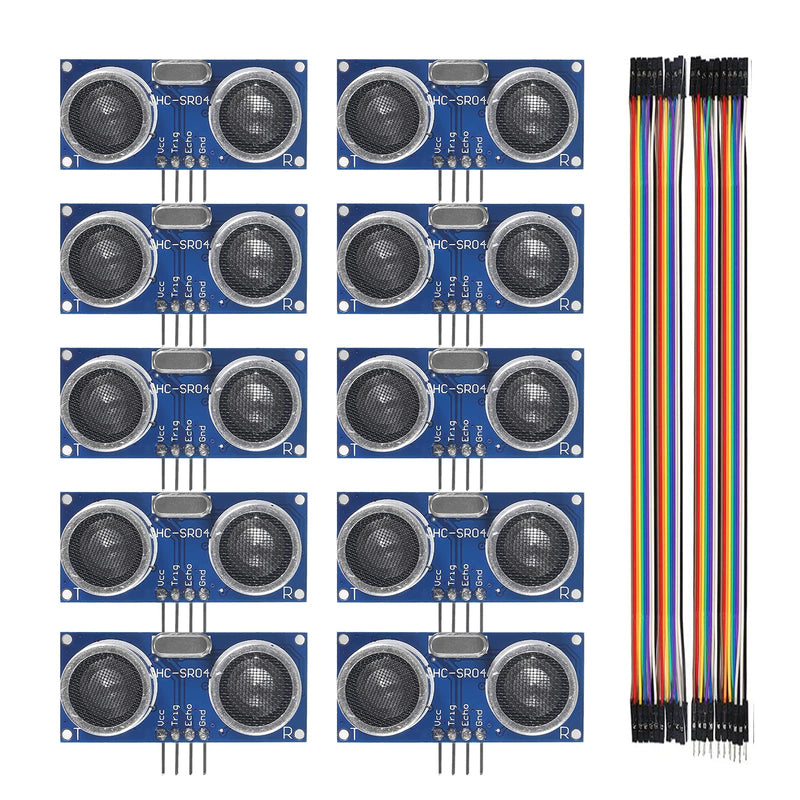  [AUSTRALIA] - AEDIKO 10pcs HC-SR04 Ultrasonic Module Distance Sensor with Dupont Wire Cable