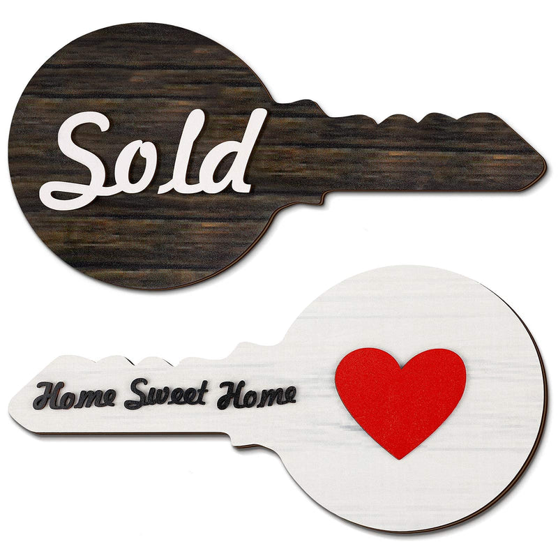  [AUSTRALIA] - Real Estate Sold Sign Funny Key Shaped Real Estate Sold Sign Wooden Social Media Photo Props Home Sweet Home Marketing Sign Realtor Wood Sign Real Estate Agent, New Homeowner Present (Heart Pattern)