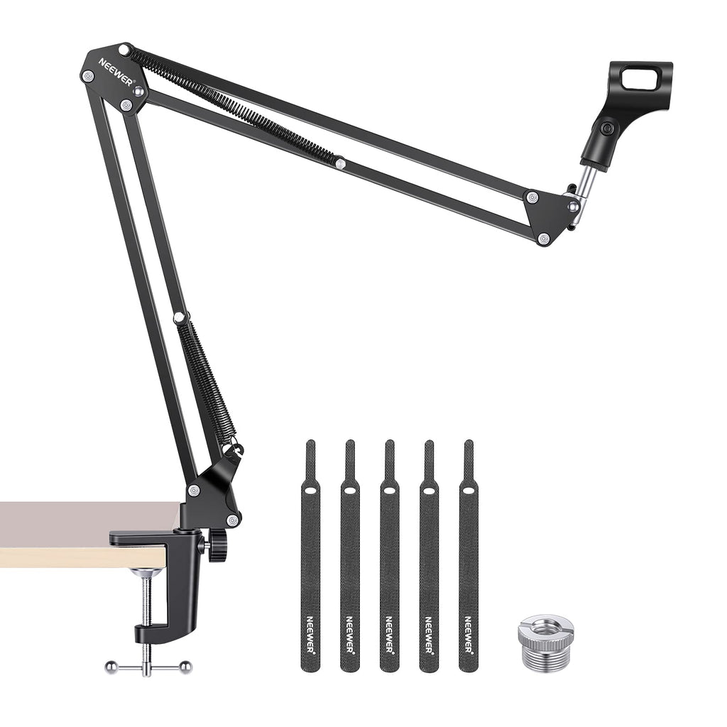  [AUSTRALIA] - Neewer Microphone Arm, Mic Arm Microphone Stand Boom Suspension Scissor Stand with 3/8" to 5/8" Screw Adapter and Cable Ties Compatible with Blue Yeti, Snowball, Yeti X and Other Mics, Max Load 1.5KG