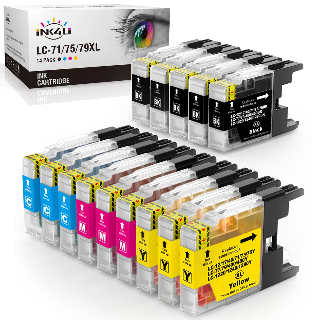  [AUSTRALIA] - INK4U Compatible Ink Cartridge Replacement for Brother LC75 LC71 LC79 XL (5B, 3C, 3M, 3Y, 14 Pack) High Yield | Works with MFC-J6510DW MFC-J6710DW MFC-J6910DW MFC-J280W MFC-J425W MFC-J430W Printer