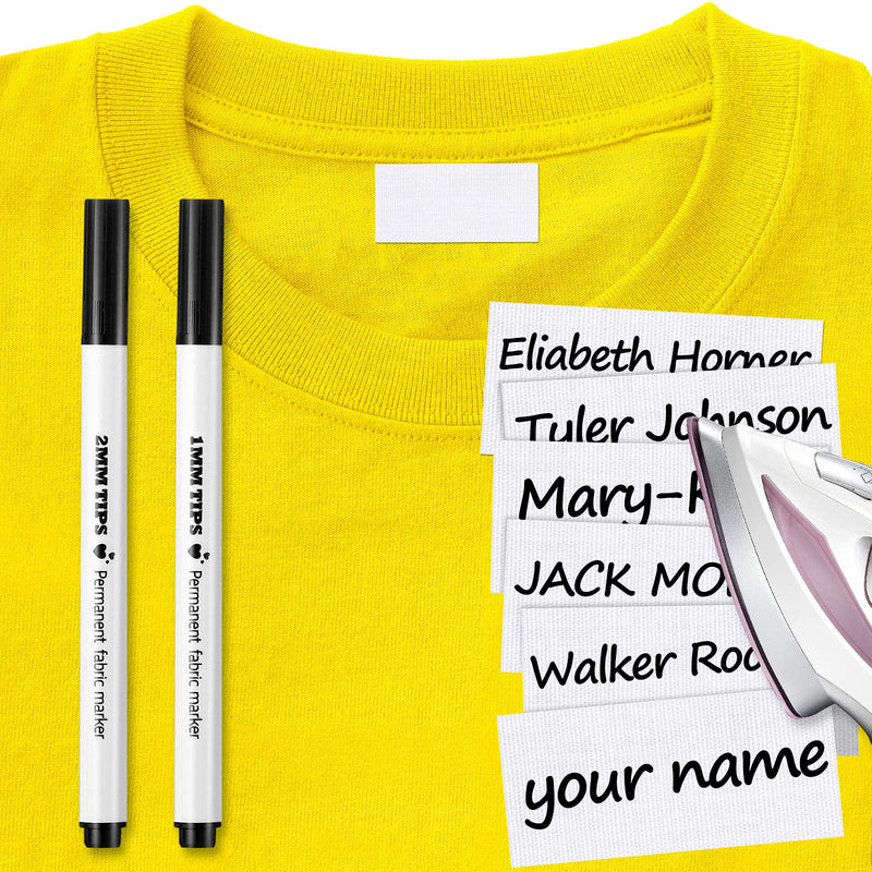  [AUSTRALIA] - Writable Iron on Clothing Labels, Personalized Labels to Mark Clothes, Personalized Clothing Name Labels Tags with 2 Pieces Permanent Fabric Marker for School Camp Care Home (200 Pieces) 200