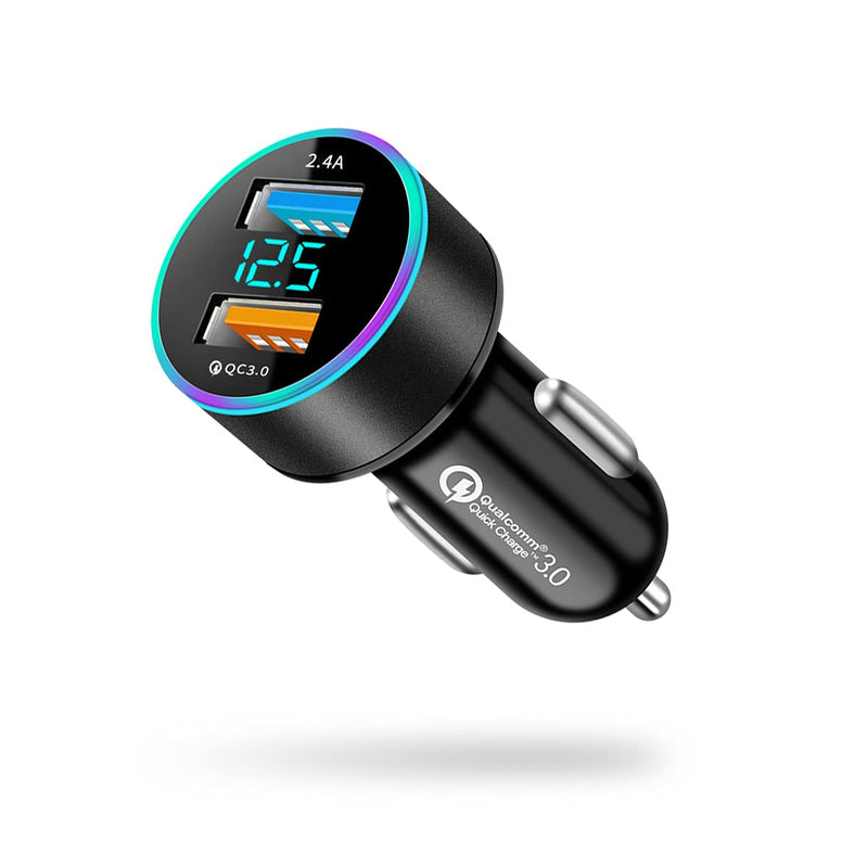  [AUSTRALIA] - USB C Car Charger Adapter, Dual QC3.0 Ports Car Charger, All Metal Quick Charge with LED Voltage Display, Cigarette Lighter Car Adapter, Compatible with iPhone11 pro/Xs/Max, Galaxy Note 8/S9 and More