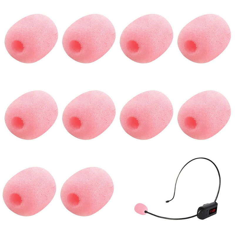  [AUSTRALIA] - 10 Pack Lapel Headset Microphone Windscreen, Microphone Sponge Foam Cover Mini size Lavalier Microphone Windscreen for Variety of Headset Microphone, Pink